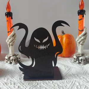 Decorazione fantasma in legno per Halloween dettaglio, ornamento da scrivania spaventoso.