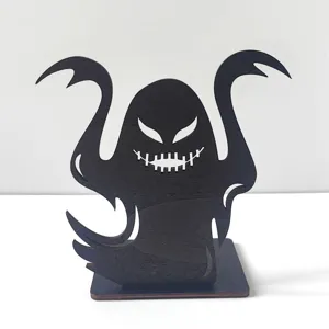 Halloween nero legno fantasma ornamento scrivania decorazione spettrale festa cavo supporto