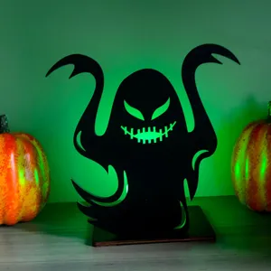 Halloween fantasma di legno luminoso decorazione da tavolo LED spettrale festa ornamento