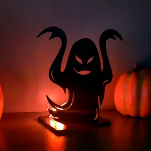 Halloween in legno fantasma decorazione tavola, candeliere LED caldo ornamento display.