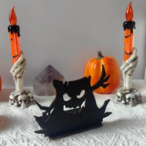 Halloween legno illuminato decorazione tavola fantasma albero silhouette festa ornamento dettagli