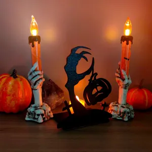 Decorazione da tavolo luminosa in legno di Halloween candeliere e ornamento di proiezione