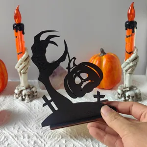 Halloween decorazione da tavolo in legno mano strega spaventosa zucca festa decori casa