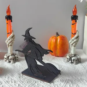 Halloween strega di legno decorazione da tavolo spaventoso festa casa ornamento accessori