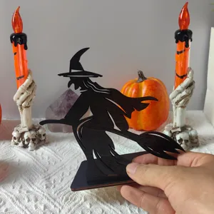 Halloween legno strega decorazione da tavolo ornamento per festa spettrale accessorio casa
