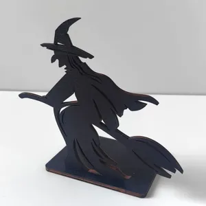 Halloween strega di legno silhouette decorazione ornamento da tavolo oggetti di scena spaventosi