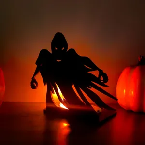 Halloween legno illuminato fantasma decorazione tavolo portacandela vista dettagliata.