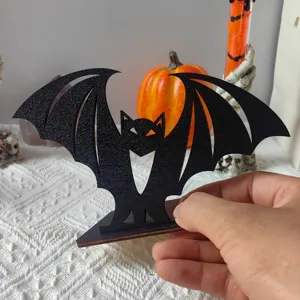 Decorazione da tavola pipistrello di legno halloween dettaglio accessorio festa