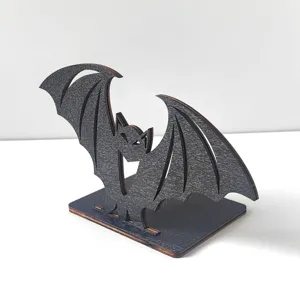 Supporto decorativo da scrivania pipistrello di Halloween in legno statuetta tagliata al laser