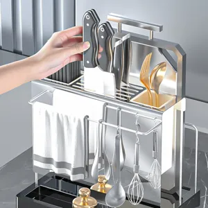 Multifunctional kitchen knife storage rack stainless steel cutlery organizer holder kitchen tools