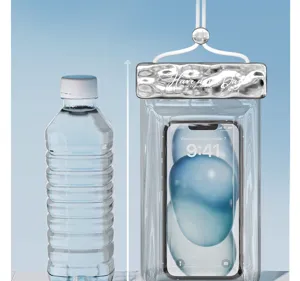 Transparent waterproof phone bag with touch screen support for swimming and water sports