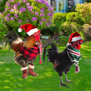 Picchetto da giardino per gallo di Natale in metallo, arte decorativa prato esterno.