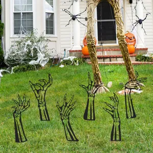 Halloween esqueleto manos metal estaca de jardin cesped decoracion exterior ornamento