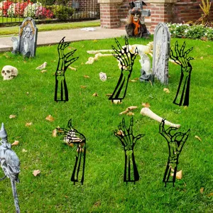 Estacas de mano de esqueleto de metal de Halloween para jardín césped decoración exterior