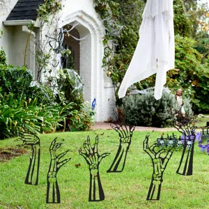 Estacas de mano de esqueleto de metal de Halloween para jardín al aire libre césped decoración.