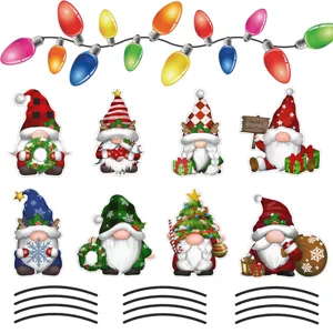 Set di adesivi per auto magnetici riflettenti con gnomi di Natale per decorazione