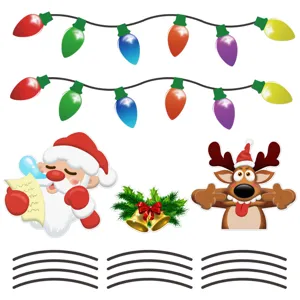 Christmas magnetic reflective car stickers set, waterproof holiday vehicle decals for auto body decor.