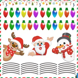 Christmas magnetic reflective car stickers set featuring colorful bulbs, snowman, and Santa.