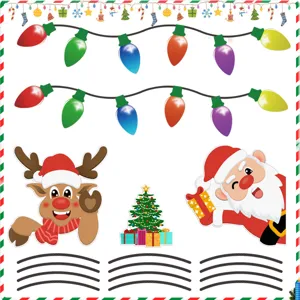 Detail display of Christmas magnetic reflective car stickers featuring colorful bulbs and characters.