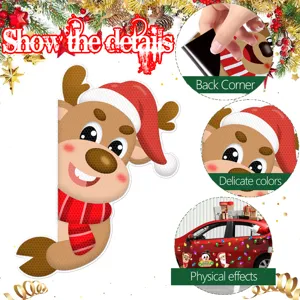 Adesivo per auto riflettente magnetico di Natale, simpatico design a forma di renna, decorazione.