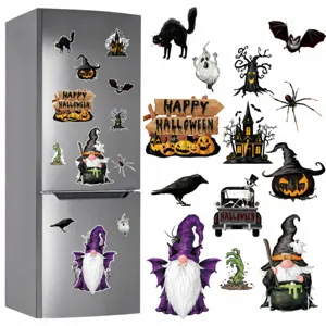 Adesivi Magnetici per Frigorifero di Halloween PVC Strega Zucca Gnomo Adesivi per Auto Decorazione per Porte di Casa