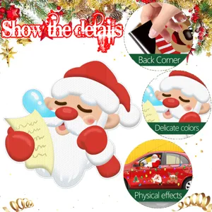 Christmas magnetic car sticker detail view showing delicate colors and back corner design.