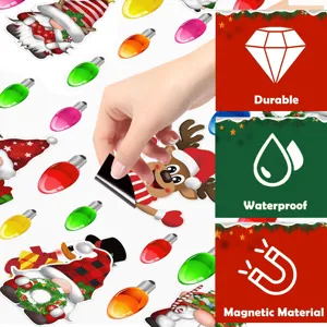 Natale adesivi magnetici auto riflettenti gnomo lampadina impermeabile decorazione auto
