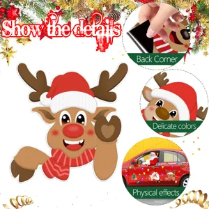 Christmas magnetic car sticker cute reindeer decal reflective holiday auto decoration
