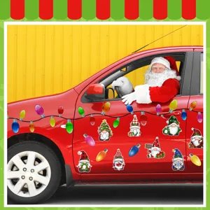 Adesivi per auto magnetici di Natale lampadine riflettenti e simpatici gnomi decorativi.
