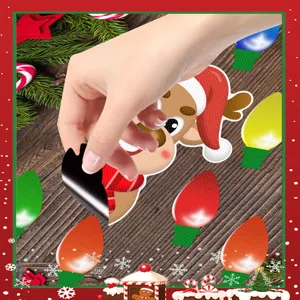 Adesivo magnetico riflettente per auto di Natale, renna carina e lampadina colorata.