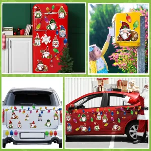 Adesivo magnetico per auto con gnomo di natale lampadina riflettente decorazione natalizia