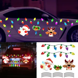 Christmas magnetic car reflective stickers set holiday cute Santa reindeer colorful light bulb decor