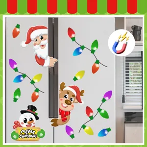 Adesivi Magnetici Riflettenti di Natale Babbo Natale Renna Decorazione per Auto Frigo