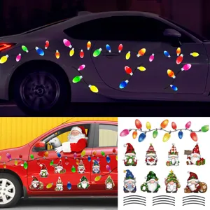 Adesivi per auto magnetici riflettenti di Natale con simpatici gnomi colorati.