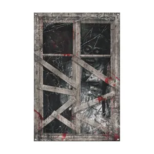 Halloween blutige Nonne Fenster Horror Stoff Banner gruselige Zombie Wandbehang Deko