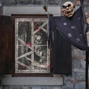 Halloween blutiges Zombie Fenster Banner Horror Nonne Hintergrund Party Dekoration Prop