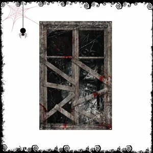Halloween blutige Nonne Fenster Hintergrund Banner gruselig gruselig Stoff Wandbehang Dekor