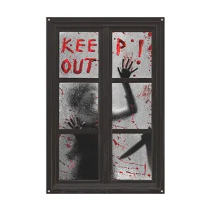 Halloween bloody window cloth hanging spooky horror nun silhouette decoration party props