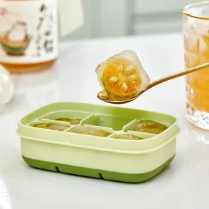 Silicone ice cube tray with lid, food grade flexible mold for DIY fruit ice blocks home kitchen