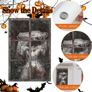 Halloween griezelig raam doek banner achtergrond horror decoratie voor feest rekwisieten.