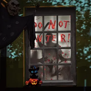 Halloween Blutige Nonne Geistergesicht Fenster Dekorative Malerei Horror Falsche Fenster Kulisse Party Requisiten Wandbehang Dekor