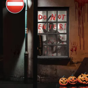 Halloween blutiges Fensteraufkleber Horror Geist Requisite gruselige Nonne Vorhang Deko