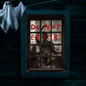 Halloween blutiges Fenster Dekoration Hintergrund Banner gruseliger Geist Party Horror Requisite
