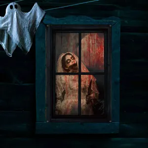 Halloween blutige Nonne Fenster Vorhang Horror gruselige Party haengende Deko Requisite