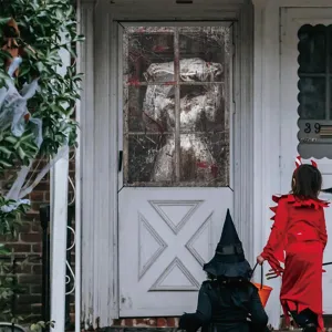 Halloween bloedige non raam banner horror nep doek hangende feest decoratie prop.