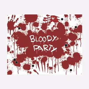 Halloween bloody party banner fabric background with handprints and metal grommets for decor