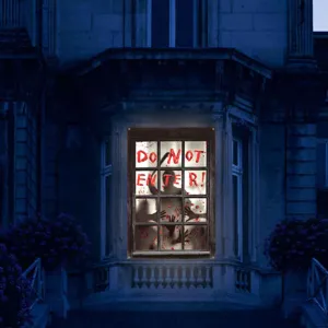 Halloween blutige Nonne Fenster Banner Horror Dekoration gruselig Deko Vorhang Kulisse