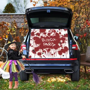 Halloween car trunk decoration banner bloody party backdrop fabric cloth spooky props