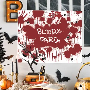 Halloween bloody banner wall cloth horror party background decoration scene display props.