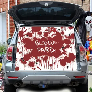 Halloween car trunk decoration bloody party banner hanging fabric holiday party backdrop prop